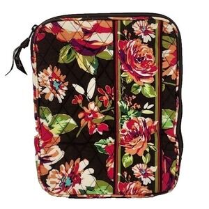 Vera Bradley Mocha Rouge Quilted Cotton Tablet Tech Sleeve Floral Case 8x10.5